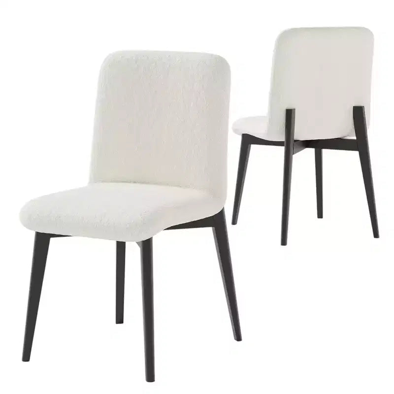 Ensemble de deux chaises de salle à manger bouclettes, blanches et noires
