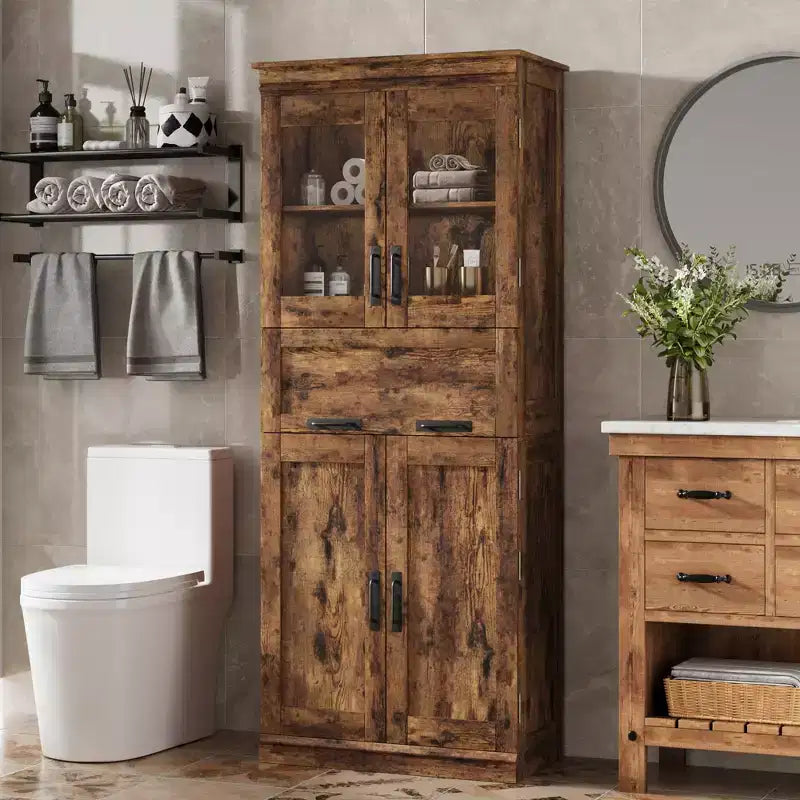 66,9Meuble de rangement avec portes et étagères, meuble de salle de bain haut avec tiroir, meuble de rangement sur pied