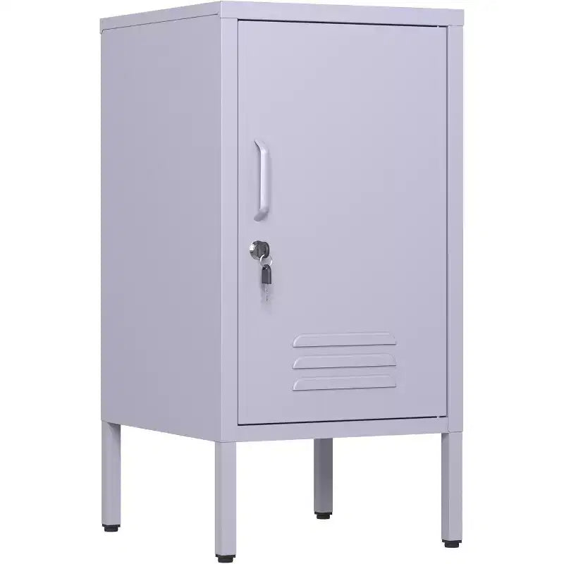 Table d'appoint métallique verrouillable avec porte unique, 2 étagères réglables, Armoire de rangement moderne et minimaliste pour chambre et salon, Rose