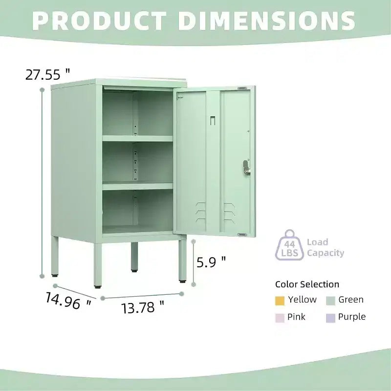 Table d'appoint métallique verrouillable avec porte unique, 2 étagères réglables, Armoire de rangement moderne et minimaliste pour chambre et salon, Rose