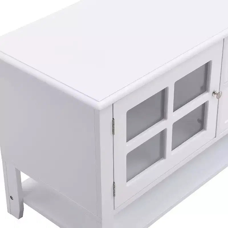 Meuble TV 54 pouces pour téléviseurs jusqu'à 60 pouces, Meuble de divertissement moderne avec rangement dissimulé, Portes magnétiques silencieuses, Console média en fibre de bois