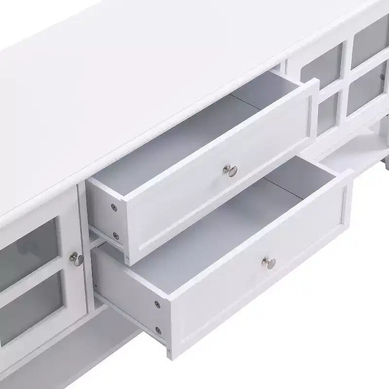 Meuble TV 54 pouces pour téléviseurs jusqu'à 60 pouces, Meuble de divertissement moderne avec rangement dissimulé, Portes magnétiques silencieuses, Console média en fibre de bois