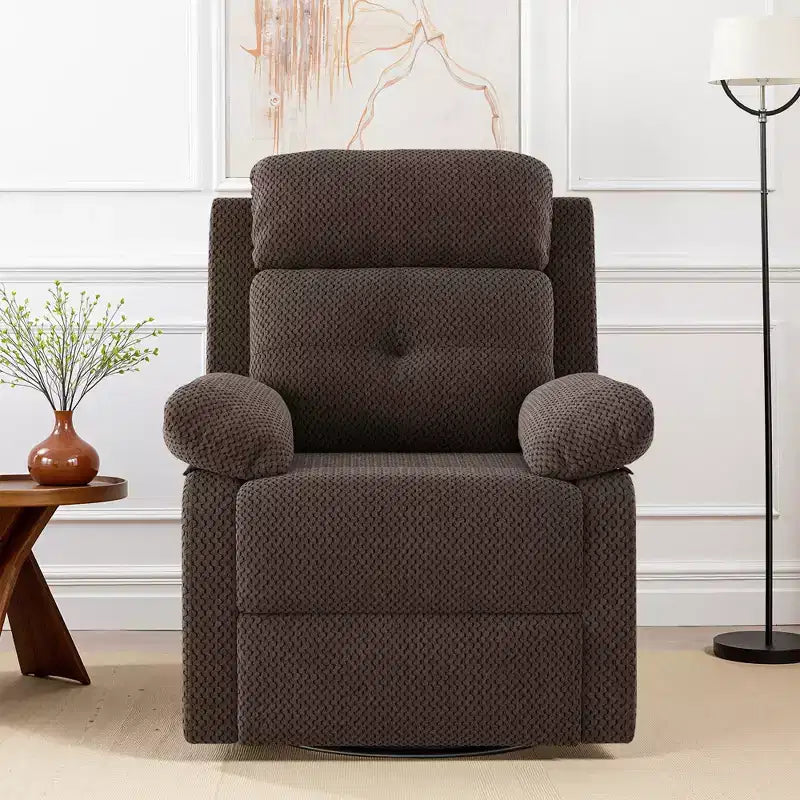 Fauteuil inclinable pivotant compact en chocolat pour femmes, idéal pour chambre à coucher ou salon
