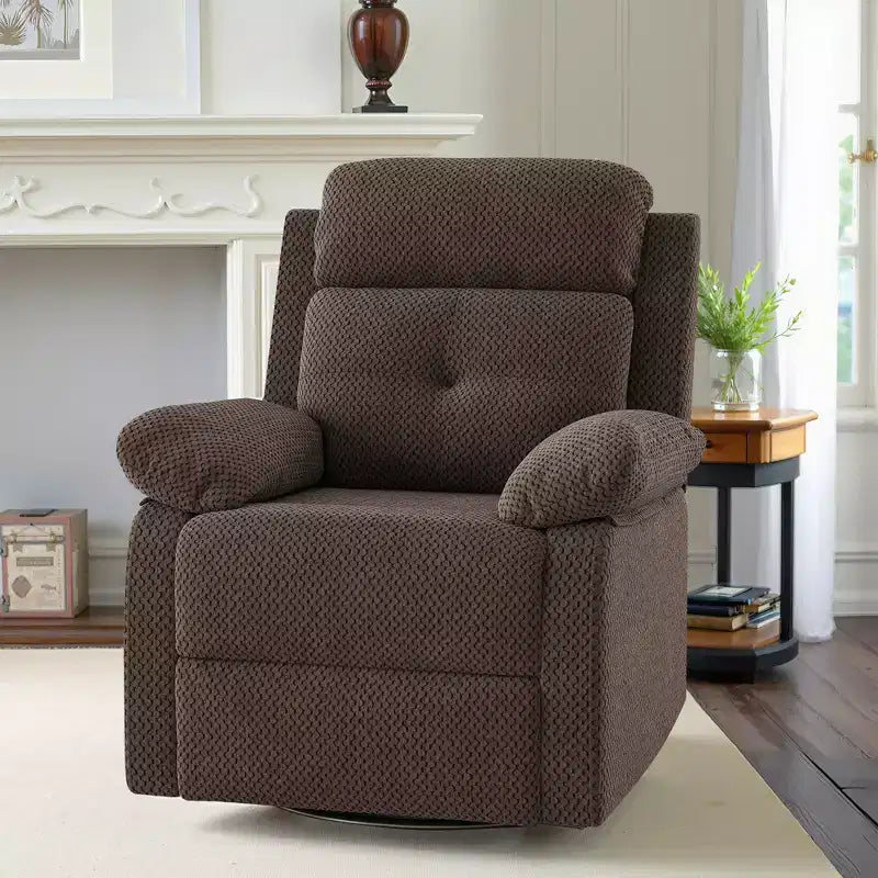 Fauteuil inclinable pivotant compact en chocolat pour femmes, idéal pour chambre à coucher ou salon