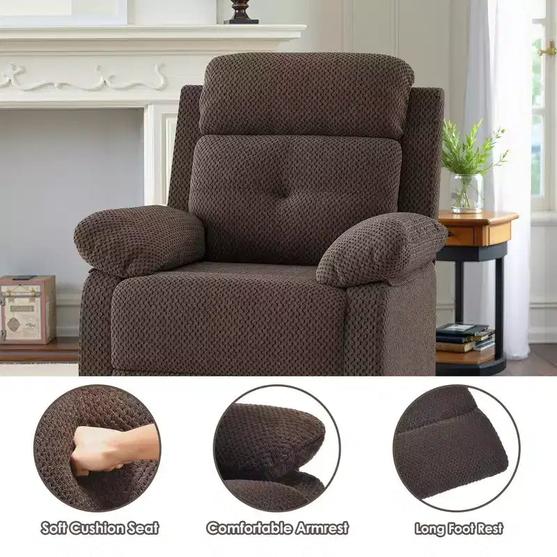 Fauteuil inclinable pivotant compact en chocolat pour femmes, idéal pour chambre à coucher ou salon