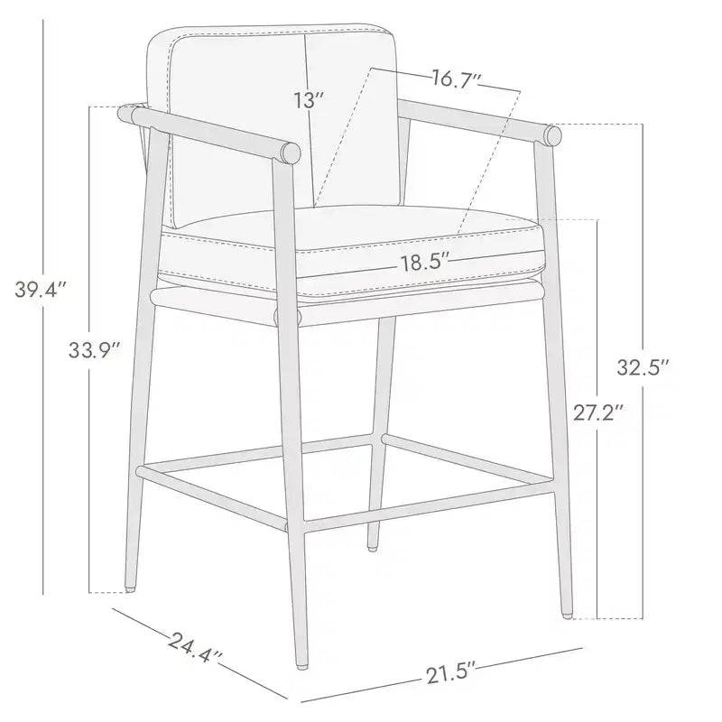 Tabourets de bar modernes avec accoudoirs et structure métallique, lot de 2