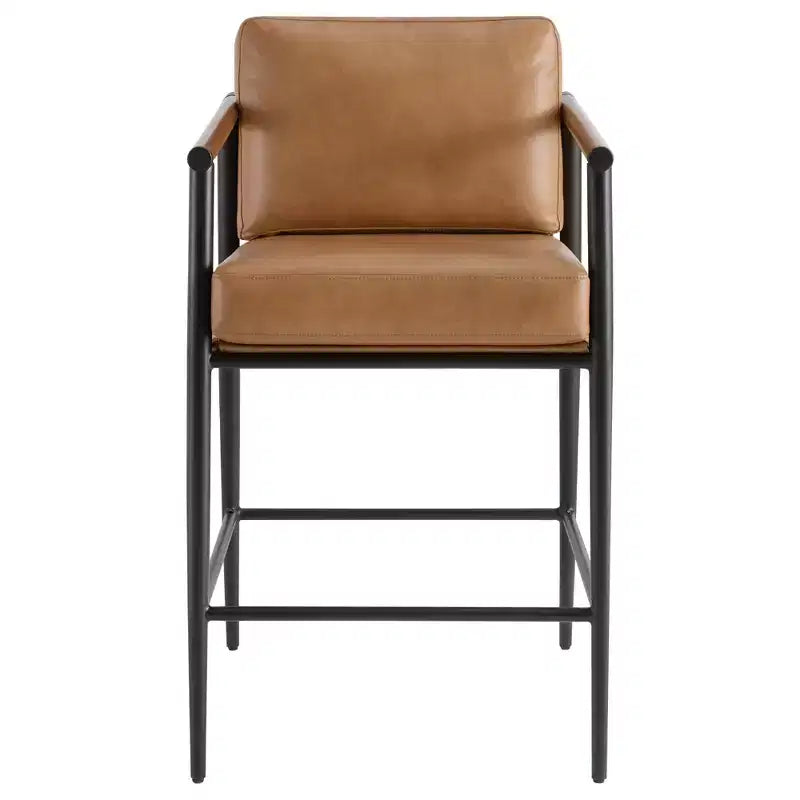 Tabourets de bar modernes avec accoudoirs et structure métallique, lot de 2