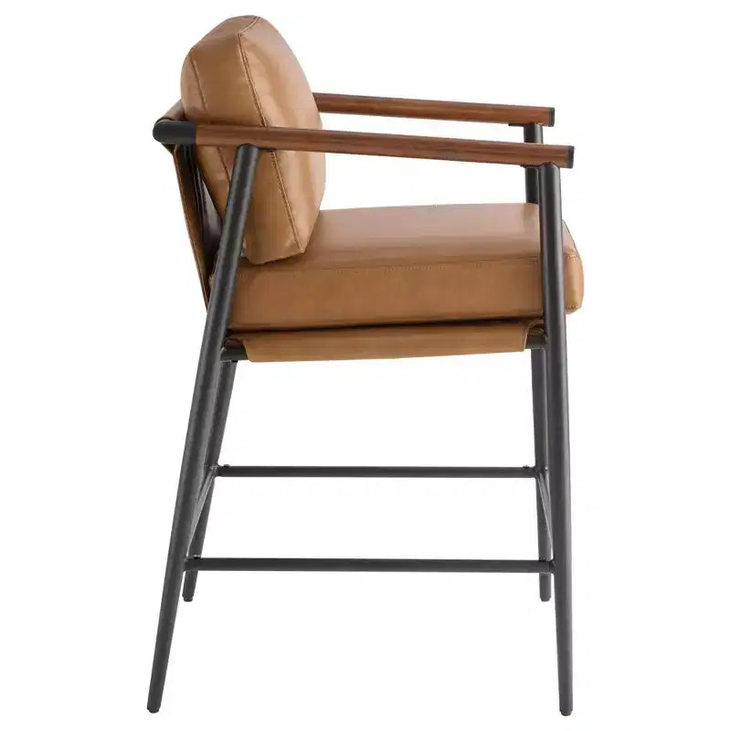 Tabourets de bar modernes avec accoudoirs et structure métallique, lot de 2
