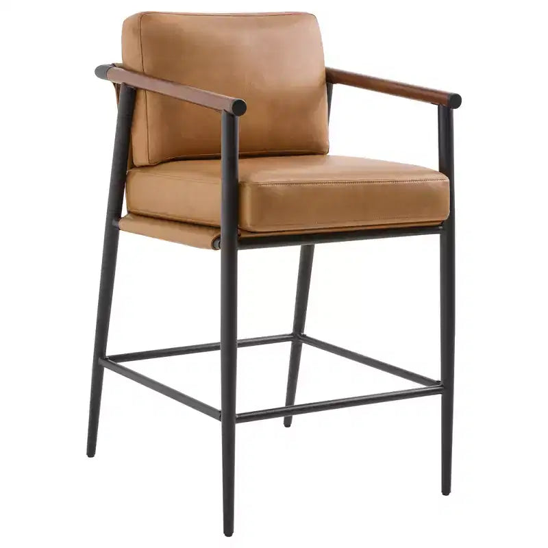 Tabourets de bar modernes avec accoudoirs et structure métallique, lot de 2