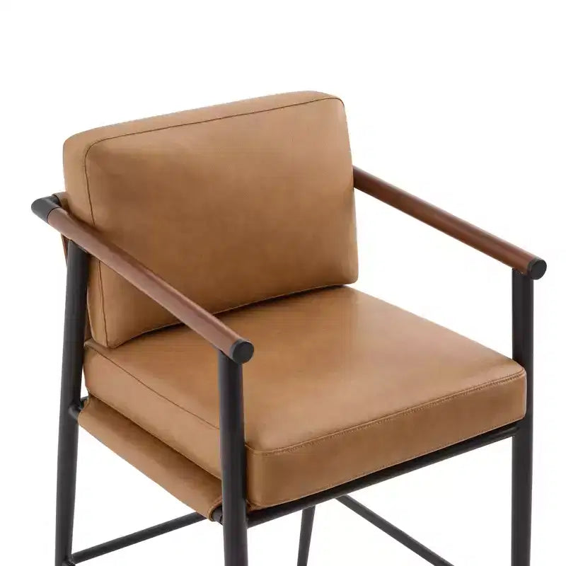 Tabourets de bar modernes avec accoudoirs et structure métallique, lot de 2