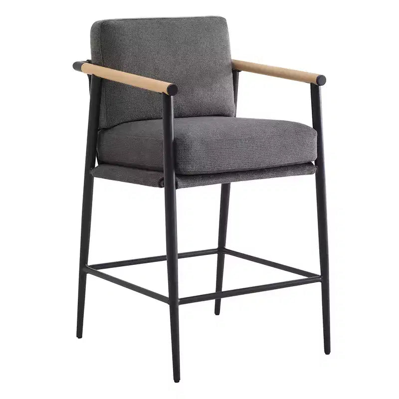 Tabourets de bar modernes avec accoudoirs et structure métallique, lot de 2
