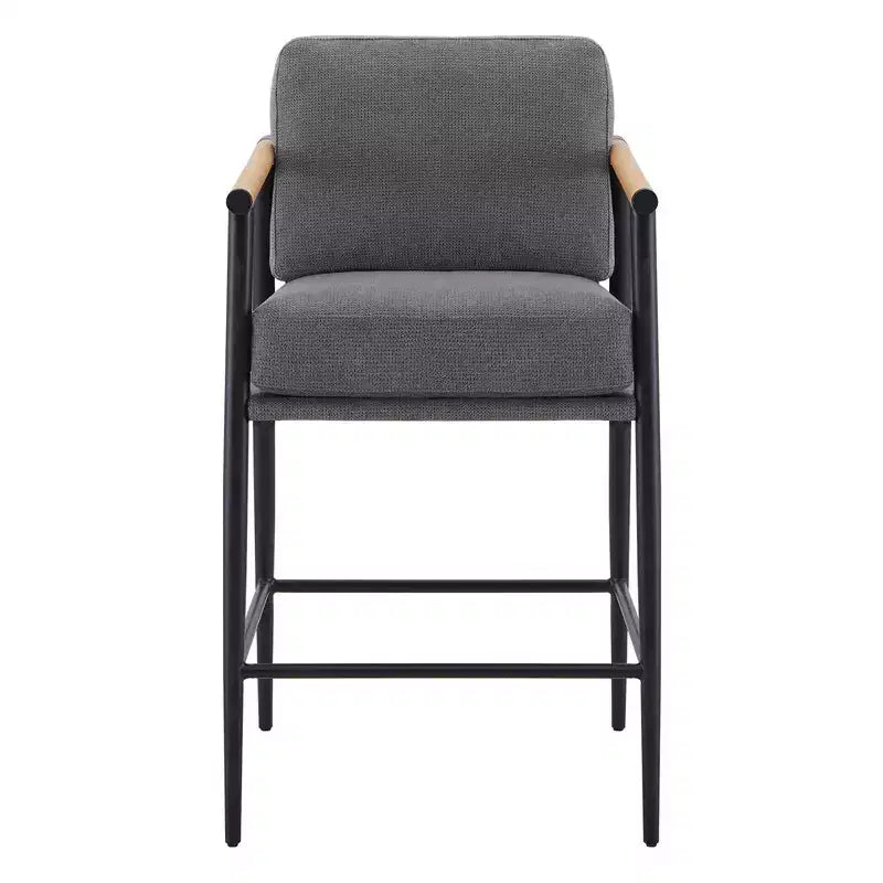 Tabourets de bar modernes avec accoudoirs et structure métallique, lot de 2
