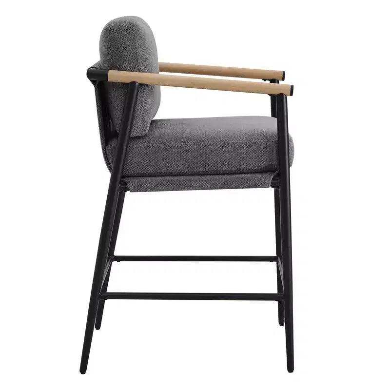 Tabourets de bar modernes avec accoudoirs et structure métallique, lot de 2