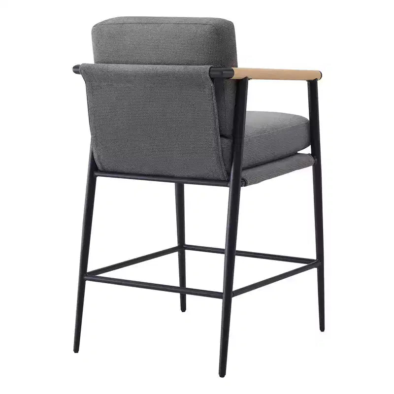 Tabourets de bar modernes avec accoudoirs et structure métallique, lot de 2