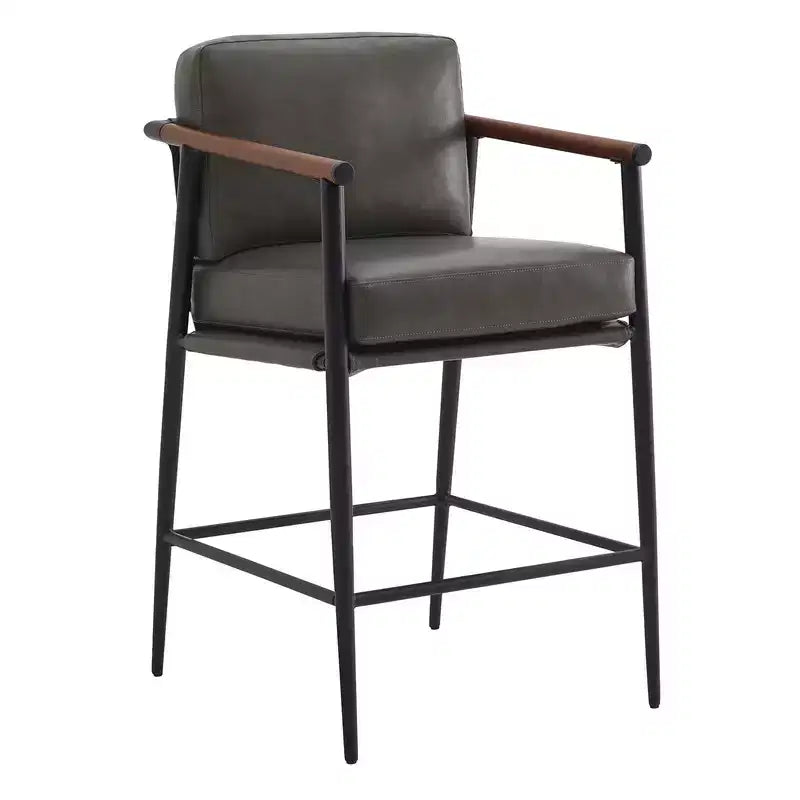 Tabourets de bar modernes avec accoudoirs et structure métallique, lot de 2