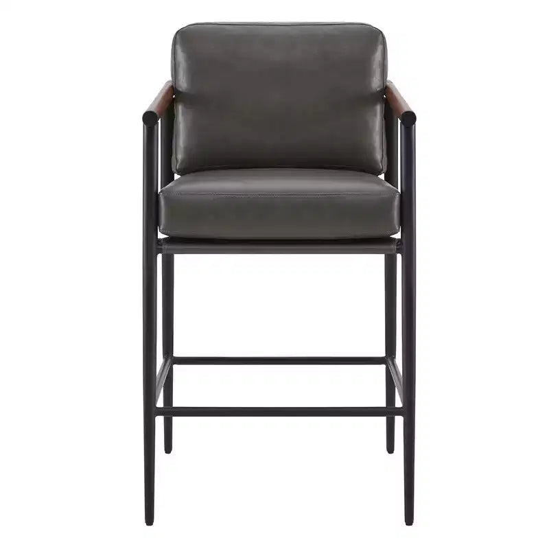 Tabourets de bar modernes avec accoudoirs et structure métallique, lot de 2