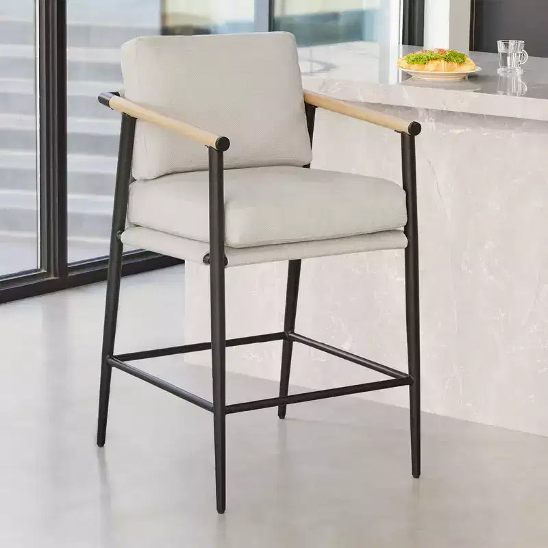 Tabourets de bar modernes avec accoudoirs et structure métallique, lot de 2