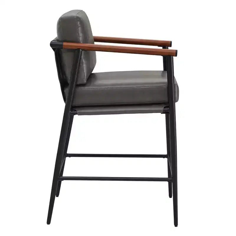 Tabourets de bar modernes avec accoudoirs et structure métallique, lot de 2