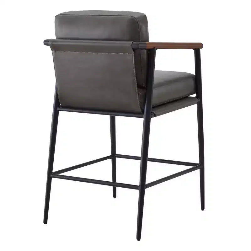 Tabourets de bar modernes avec accoudoirs et structure métallique, lot de 2