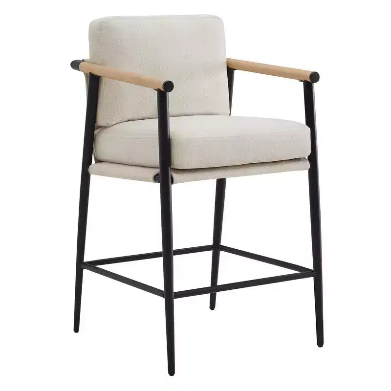 Tabourets de bar modernes avec accoudoirs et structure métallique, lot de 2