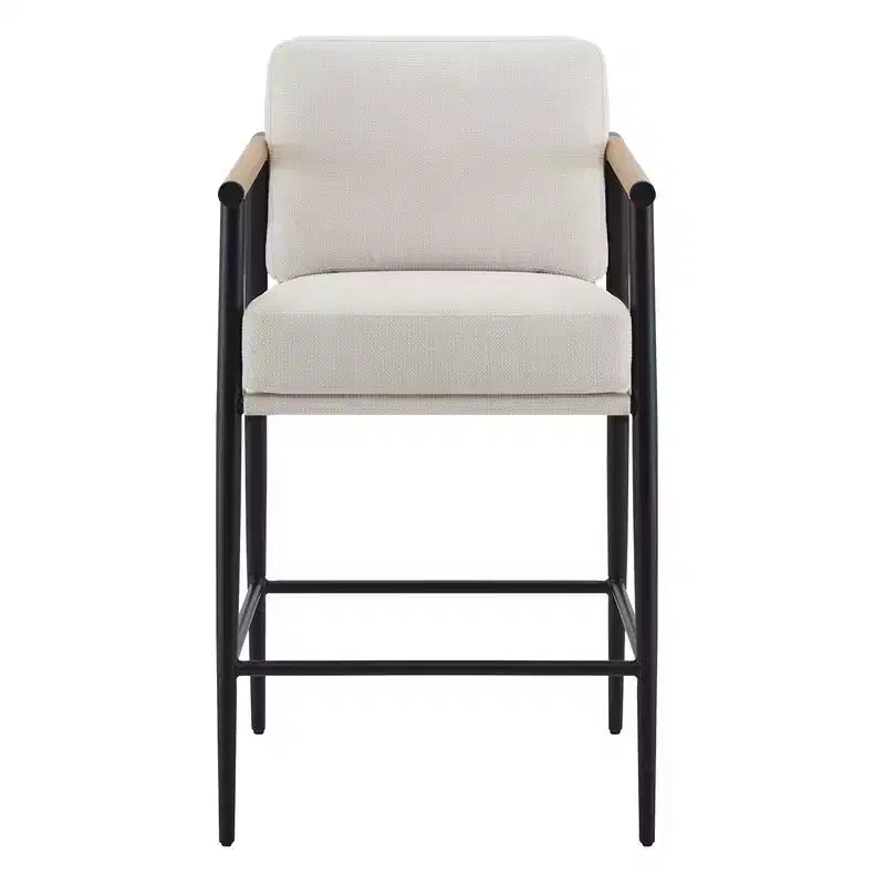 Tabourets de bar modernes avec accoudoirs et structure métallique, lot de 2