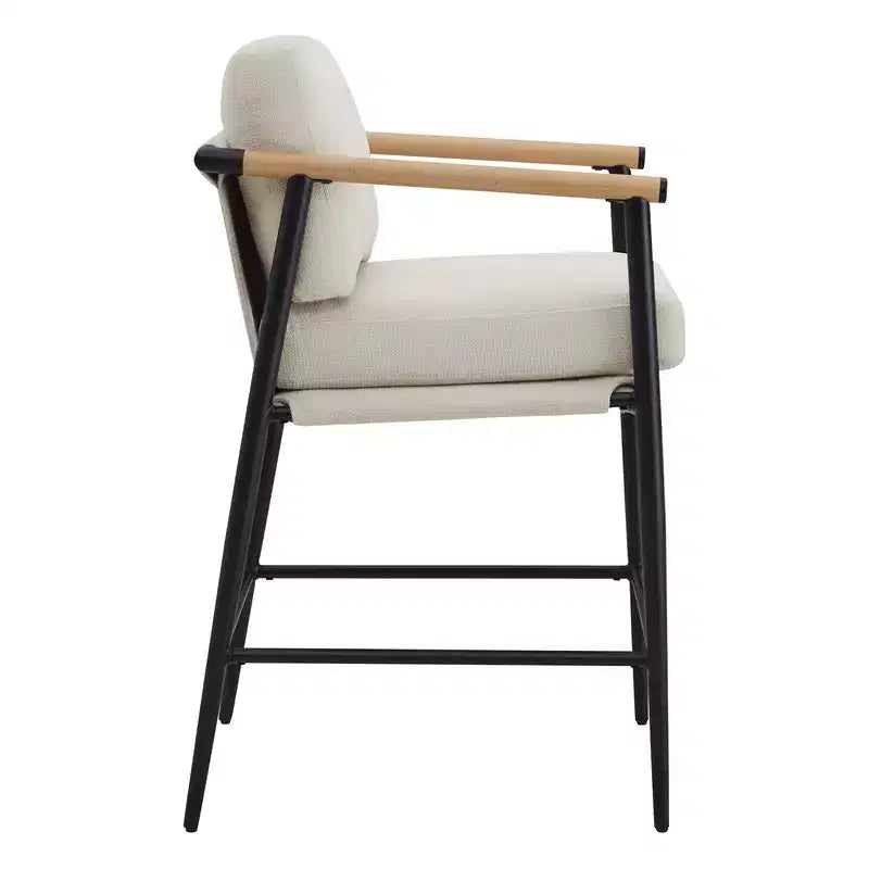 Tabourets de bar modernes avec accoudoirs et structure métallique, lot de 2