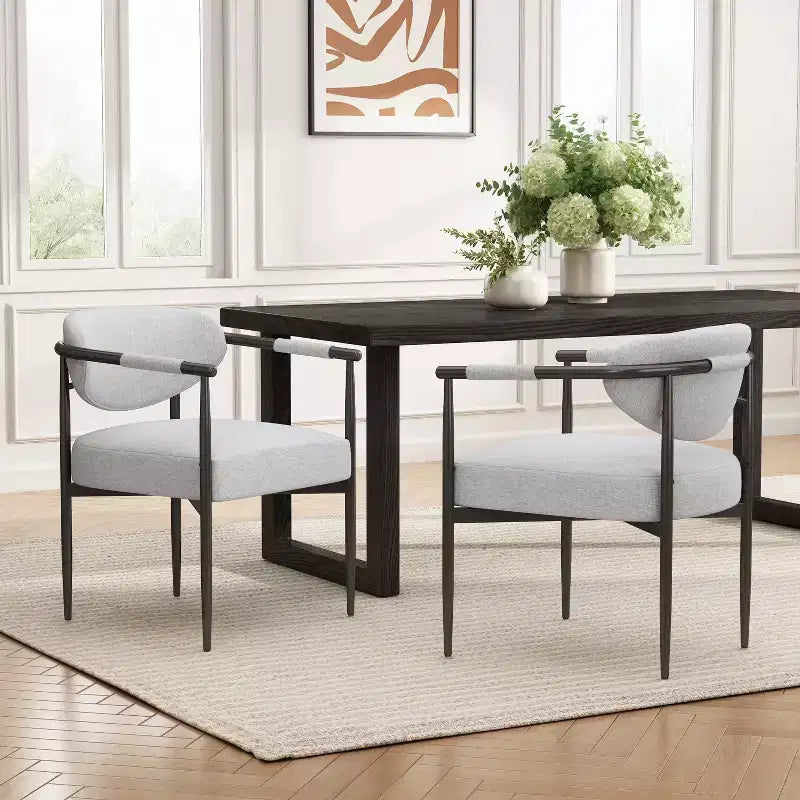 Chaises de salle à manger Moriel modernes rembourrées avec dossier incurvé (Lot de 2)