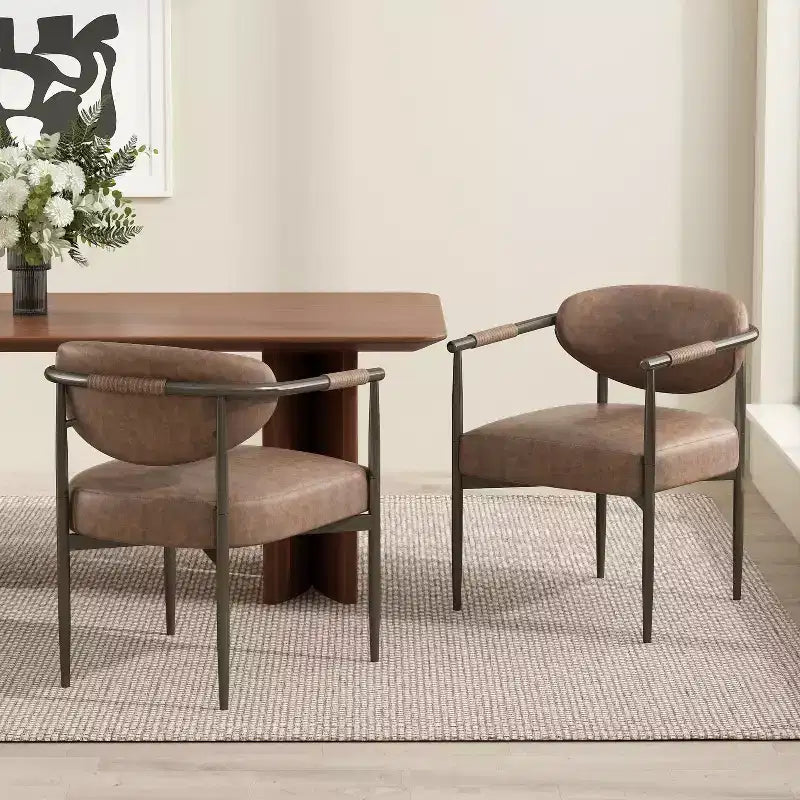 Chaises de salle à manger Moriel modernes rembourrées avec dossier incurvé (Lot de 2)