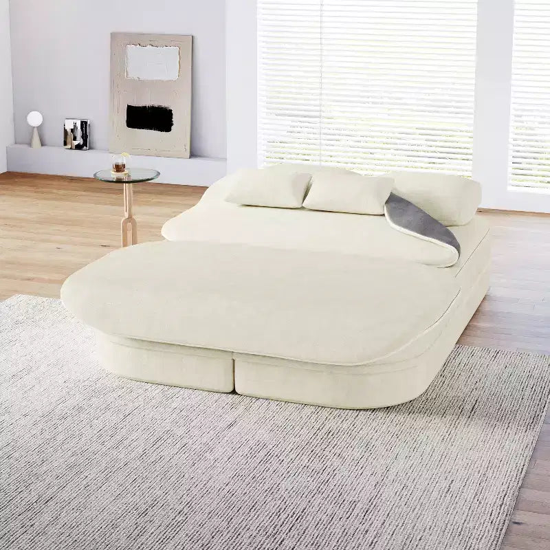 Canapé-lit pliable 2-en-1 de 75'', divan de sol convertible avec coussin en mousse et couverture multifonctionnelle pour salon, chambre à coucher ou studio