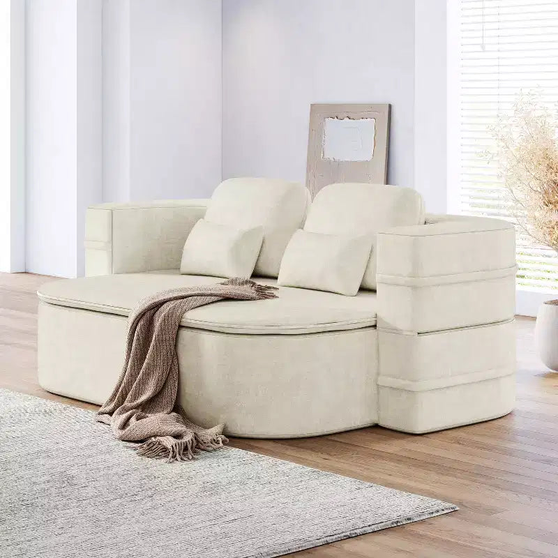 Canapé-lit pliable 2-en-1 de 75'', divan de sol convertible avec coussin en mousse et couverture multifonctionnelle pour salon, chambre à coucher ou studio