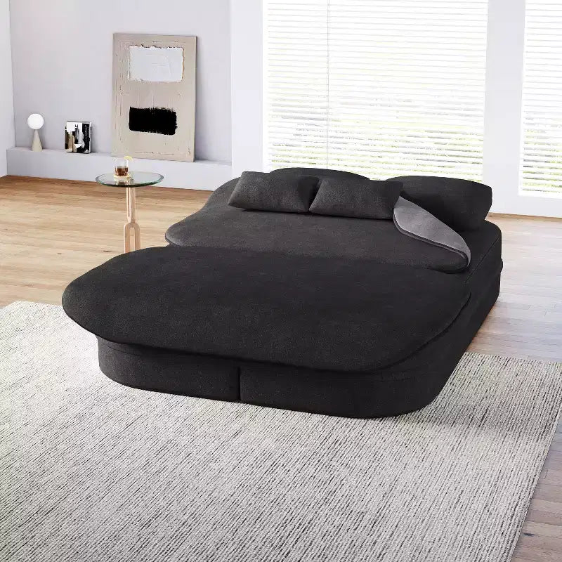 Canapé-lit pliable 2-en-1 de 75'', divan de sol convertible avec coussin en mousse et couverture multifonctionnelle pour salon, chambre à coucher ou studio