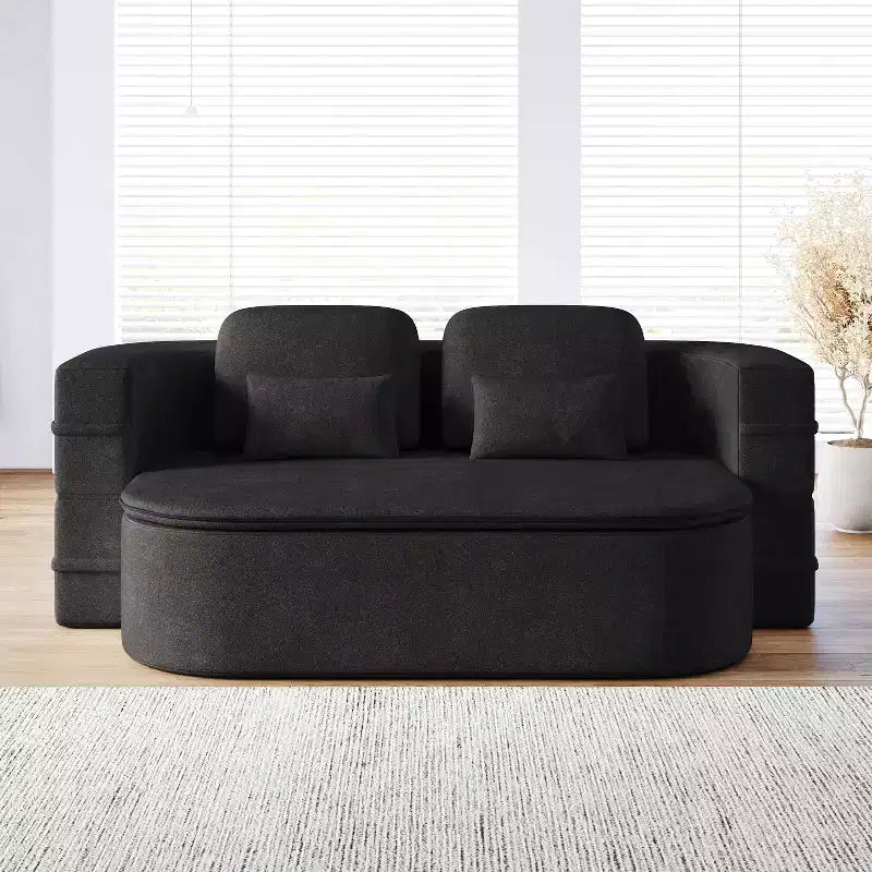 Canapé-lit pliable 2-en-1 de 75'', divan de sol convertible avec coussin en mousse et couverture multifonctionnelle pour salon, chambre à coucher ou studio