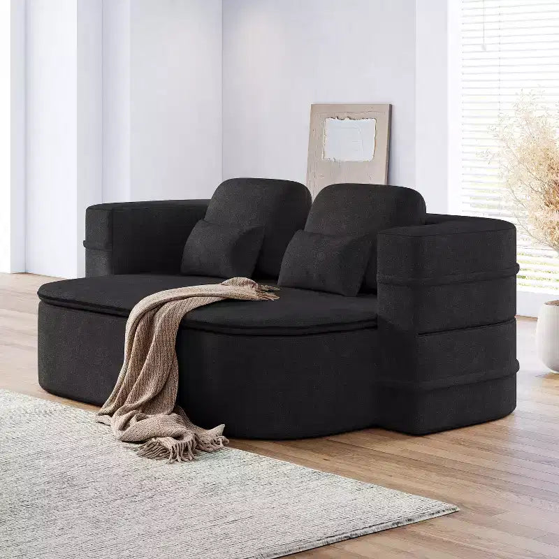 Canapé-lit pliable 2-en-1 de 75'', divan de sol convertible avec coussin en mousse et couverture multifonctionnelle pour salon, chambre à coucher ou studio
