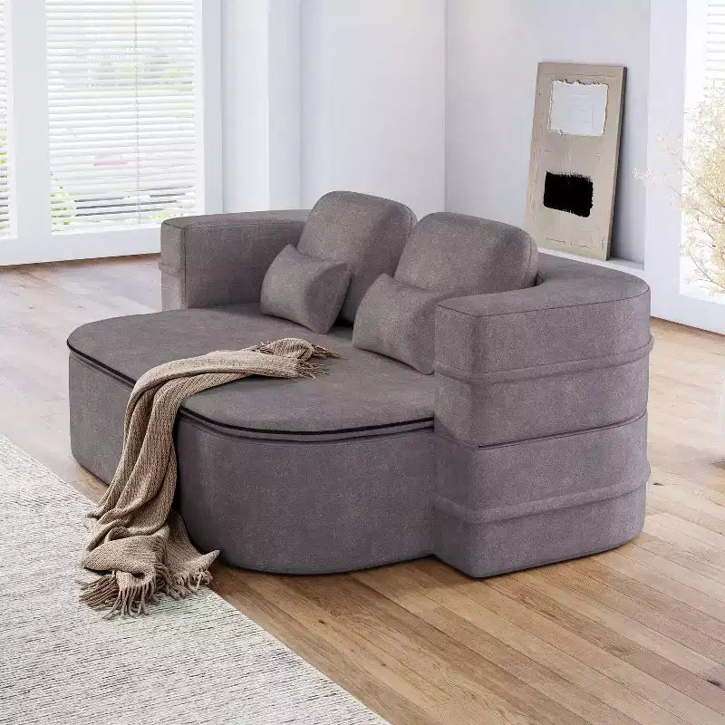 Canapé-lit pliable 2-en-1 de 75'', divan de sol convertible avec coussin en mousse et couverture multifonctionnelle pour salon, chambre à coucher ou studio