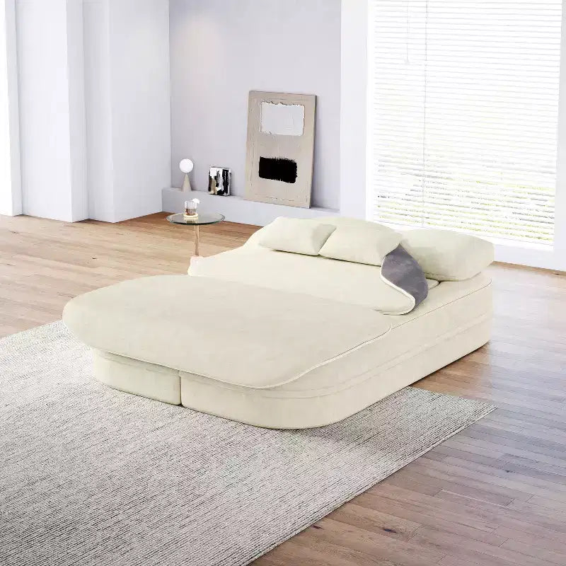 Canapé-lit pliable 2-en-1 de 75'', divan de sol convertible avec coussin en mousse et couverture multifonctionnelle pour salon, chambre à coucher ou studio