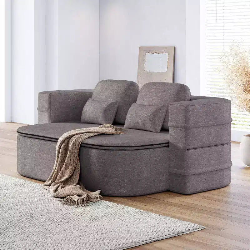 Canapé-lit pliable 2-en-1 de 75'', divan de sol convertible avec coussin en mousse et couverture multifonctionnelle pour salon, chambre à coucher ou studio