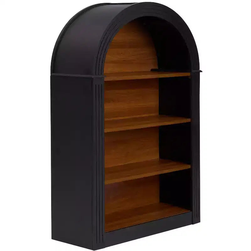 Vitrine Ancienne avec Arc, Armoire de Rangement avec 4 Étagères, Armoire de Rangement Autoportante pour Salon, Couloir et Bureau, Noir