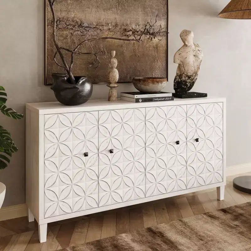 Sophia Buffet bahut moderne de 152 cm avec 4 portes et étagères réglables