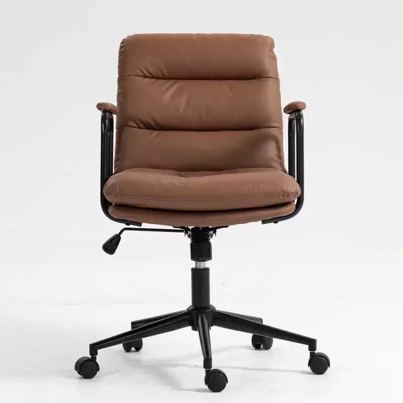 Chaise de bureau à dossier mi-haut, fauteuil de bureau avec accoudoirs rembourrés et roulettes, chaise d'ordinateur pour bureau, salle de jeux, bureau d'étude