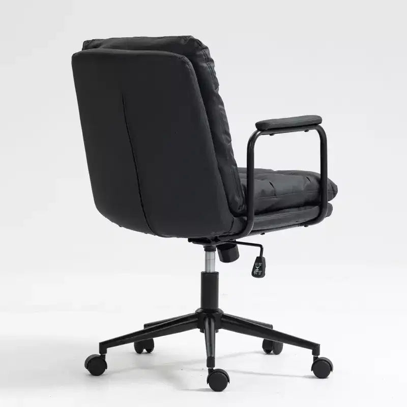 Chaise de bureau à dossier mi-haut, fauteuil de bureau avec accoudoirs rembourrés et roulettes, chaise d'ordinateur pour bureau, salle de jeux, bureau d'étude