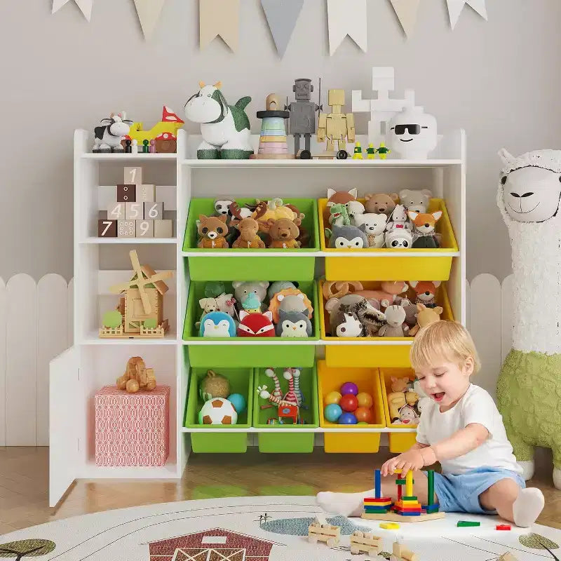 Meuble de rangement pour jouets d'enfants, bibliothèque pour enfants, organisateur de jouets avec 8 bacs de rangement amovibles et étagères de rangement
