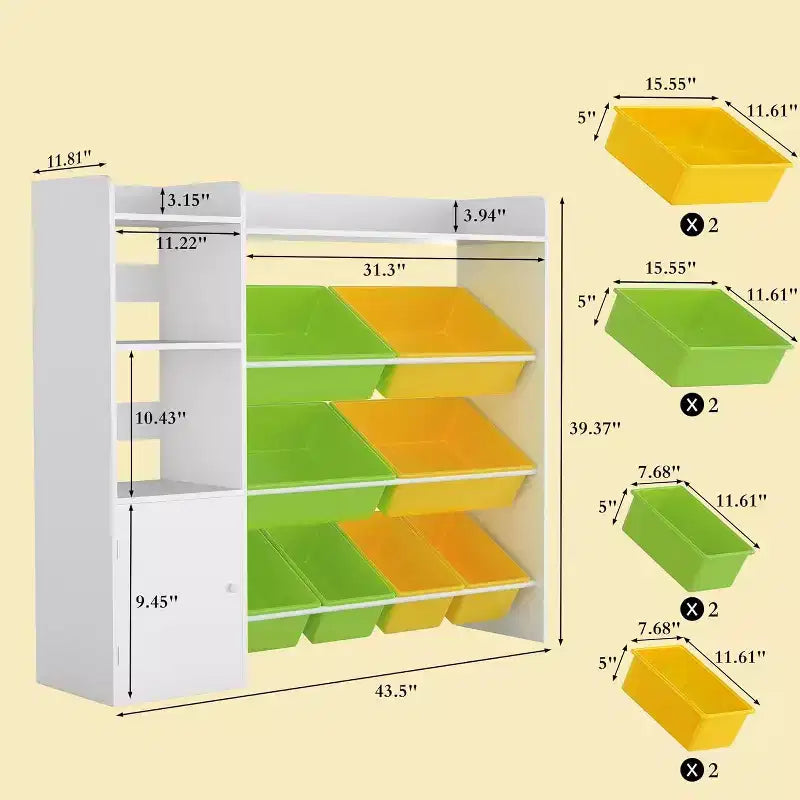 Meuble de rangement pour jouets d'enfants, bibliothèque pour enfants, organisateur de jouets avec 8 bacs de rangement amovibles et étagères de rangement