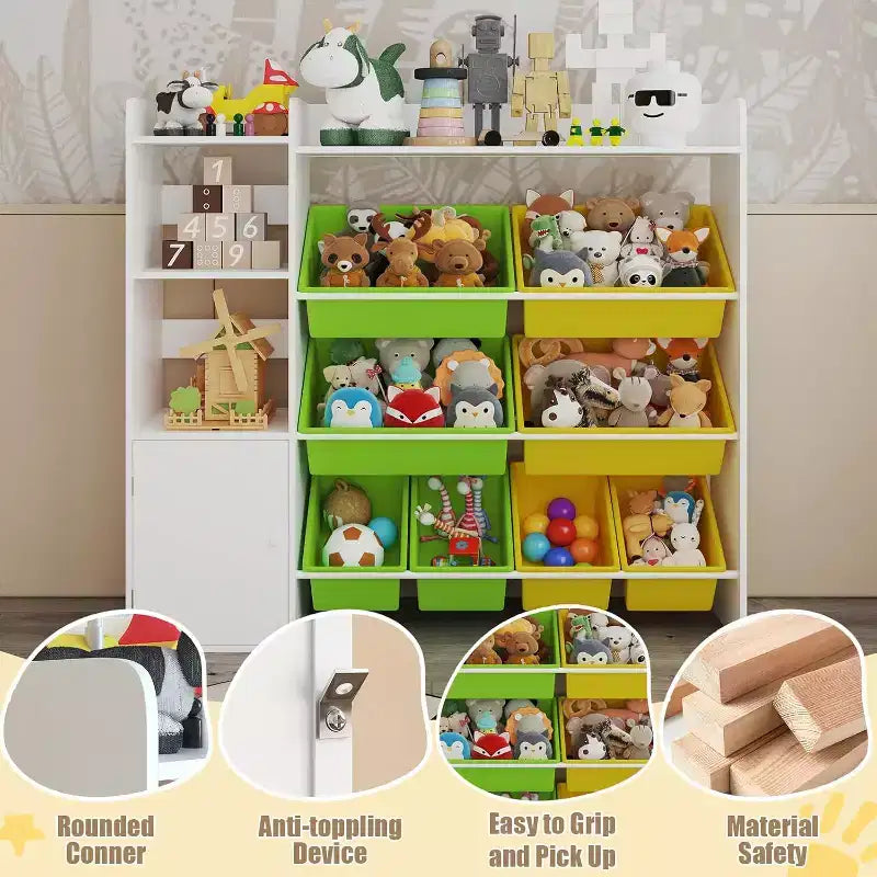 Meuble de rangement pour jouets d'enfants, bibliothèque pour enfants, organisateur de jouets avec 8 bacs de rangement amovibles et étagères de rangement
