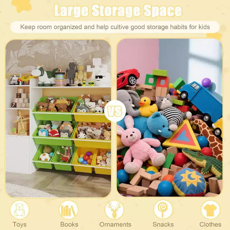 Meuble de rangement pour jouets d'enfants, bibliothèque pour enfants, organisateur de jouets avec 8 bacs de rangement amovibles et étagères de rangement