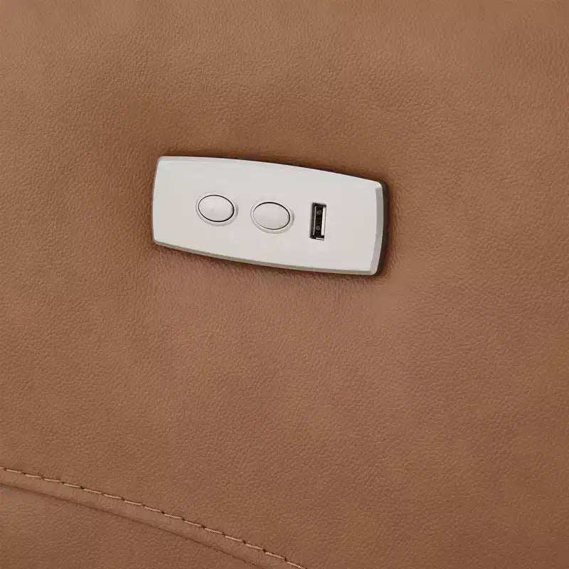 Fauteuil inclinable, pivotant et berçant en cuir avec ports USB