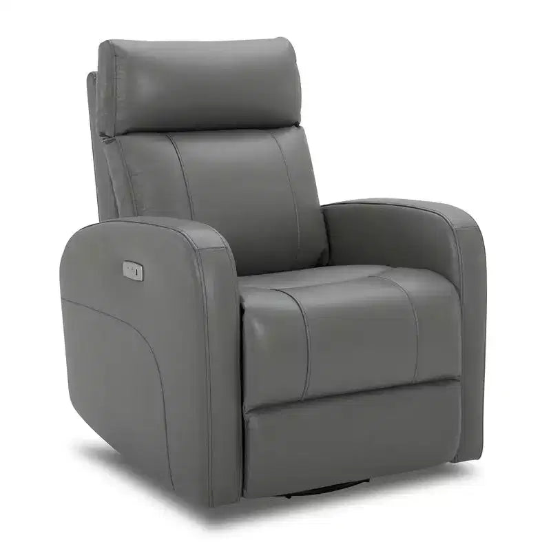 Fauteuil inclinable, pivotant et berçant en cuir avec ports USB