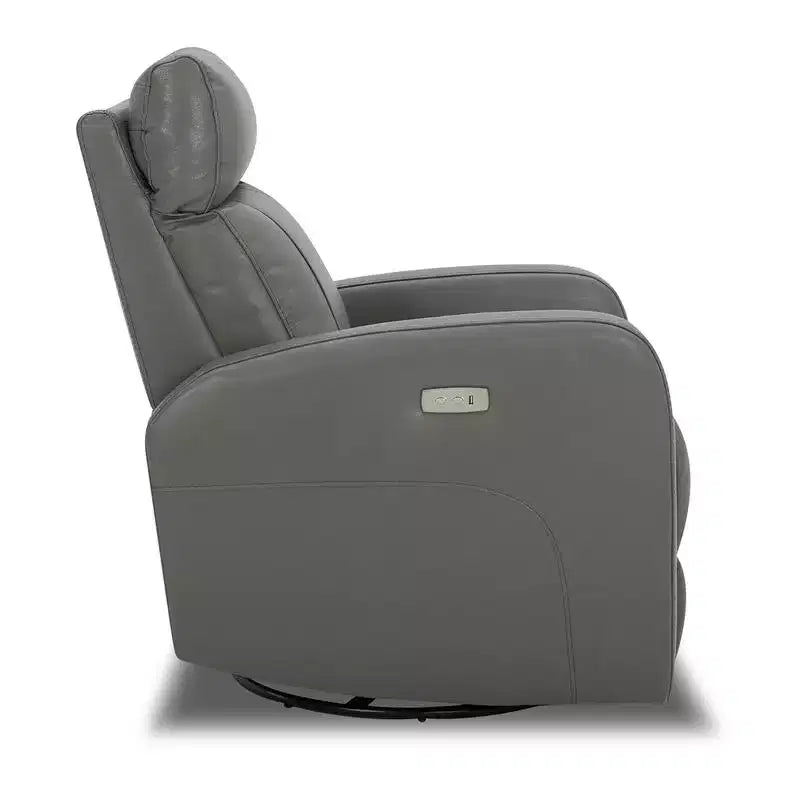 Fauteuil inclinable, pivotant et berçant en cuir avec ports USB