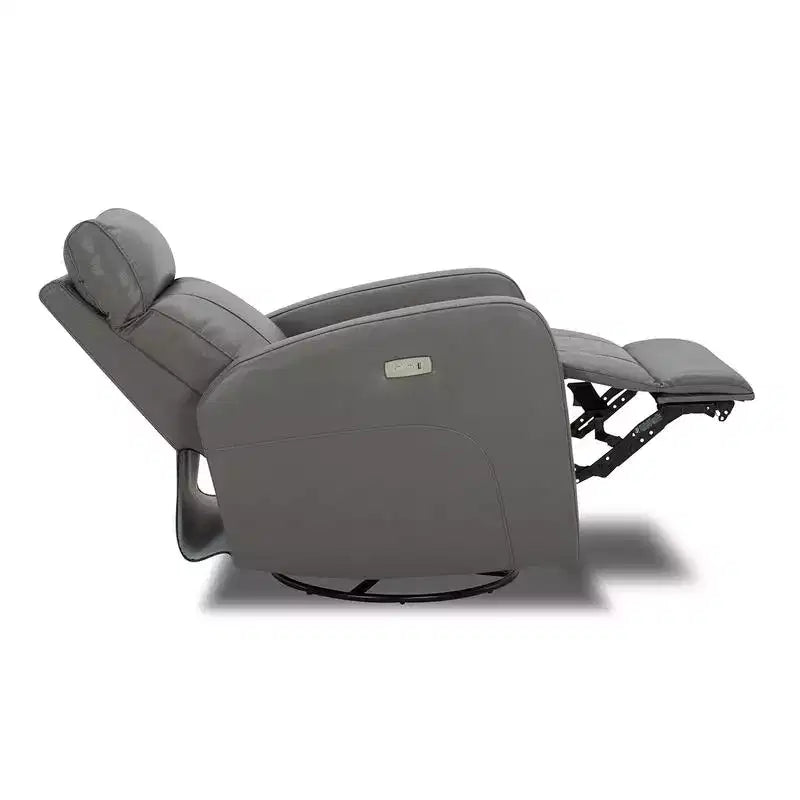 Fauteuil inclinable, pivotant et berçant en cuir avec ports USB