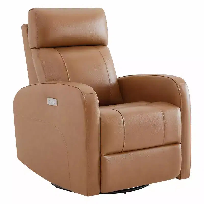 Fauteuil inclinable, pivotant et berçant en cuir avec ports USB