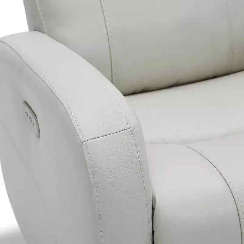 Fauteuil inclinable, pivotant et berçant en cuir avec ports USB